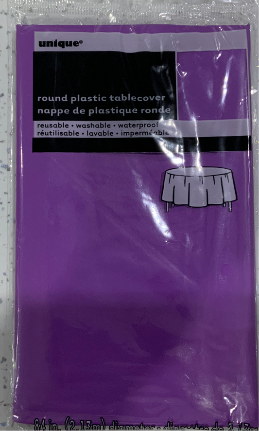 Plastic tablecover round purple