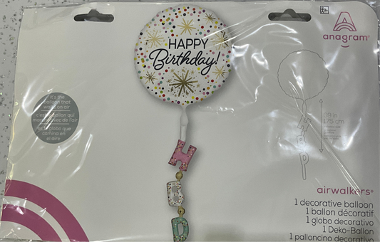 Mylar Airwalker blanco rosa y dorado