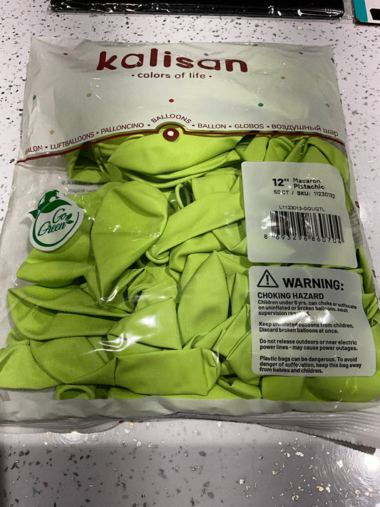 KALISAN MACARON PISTACHIO 12” ct 50