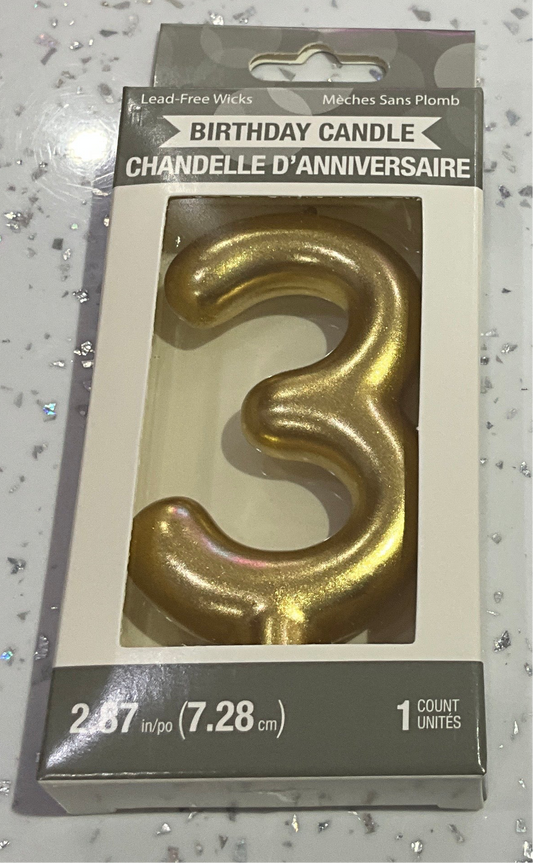 BIRTHDAY CANDLE GOLD #3
