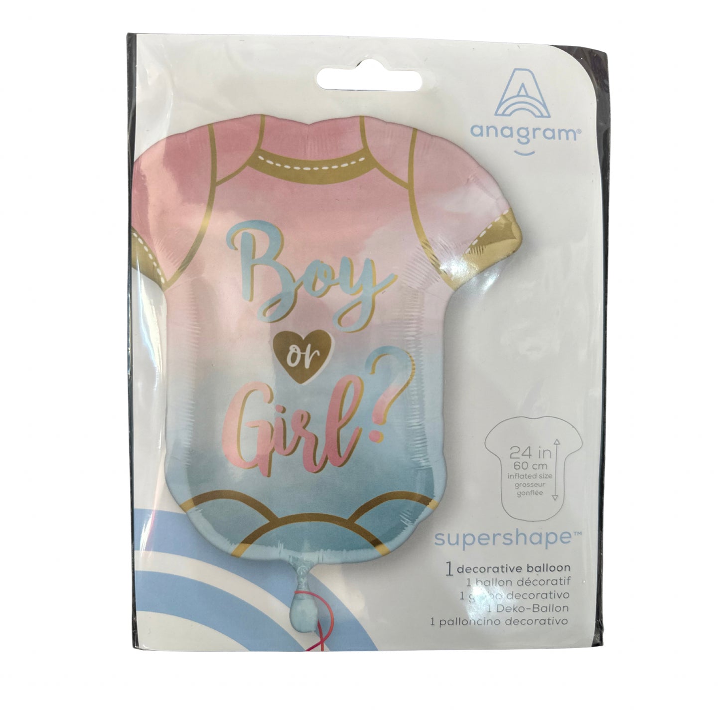 “Boy or Girl” Mylar Balloon for Gender Reveal, 1 Piece, 24 in