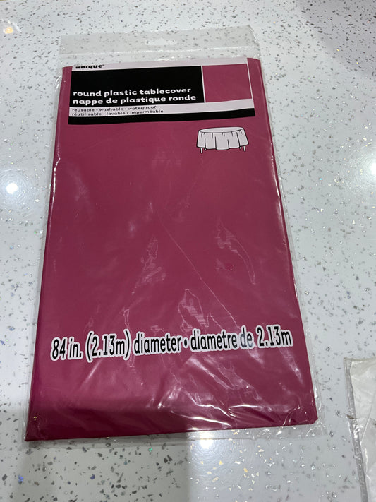 ROUND PLASTIC TABLECOVER BURGUNDY