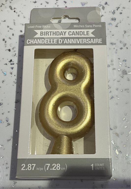 BIRTHDAY CANDLE GOLD #8