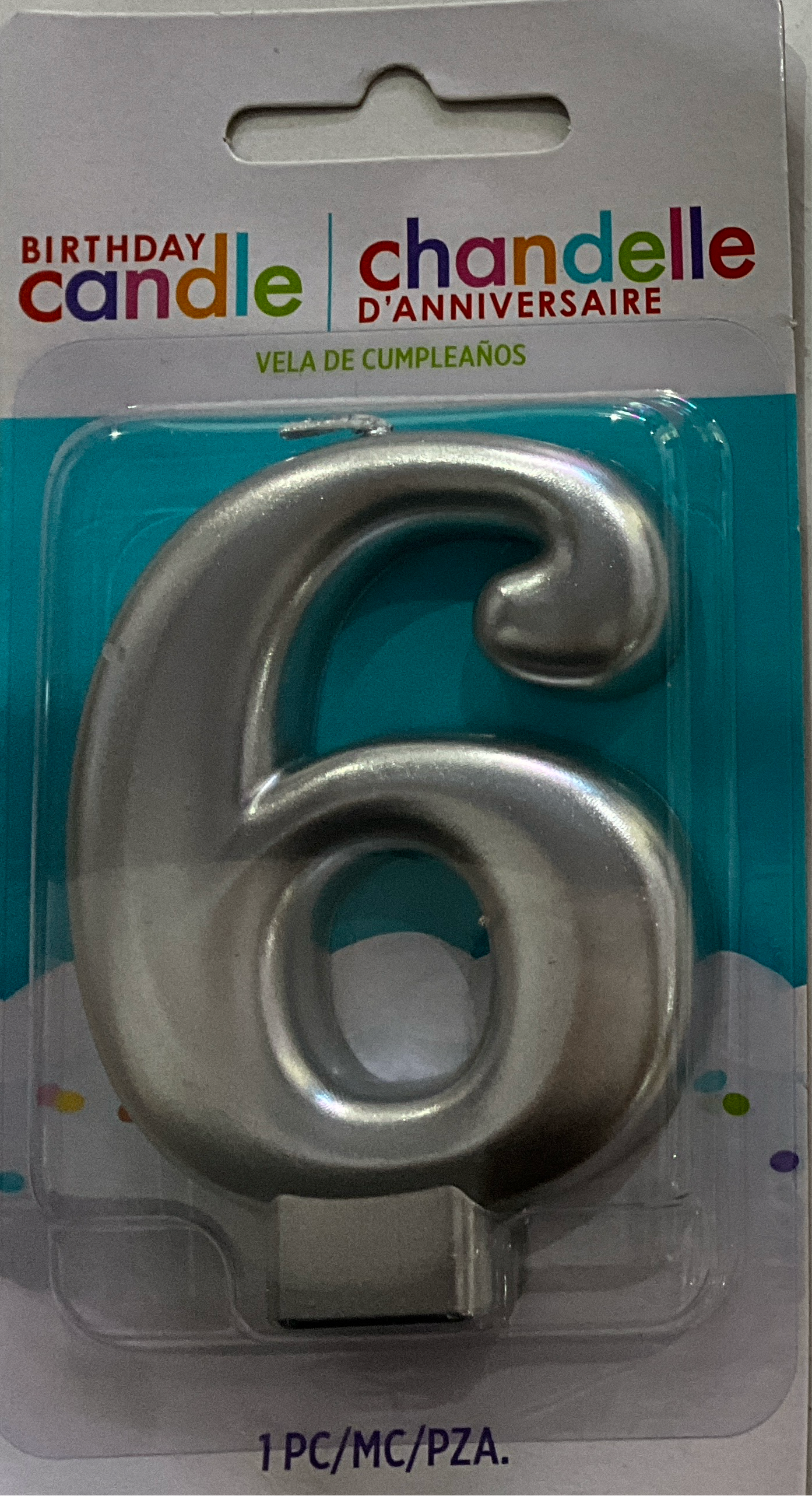 BIRTHDAY CANDLE NUMERO 6 PLATA