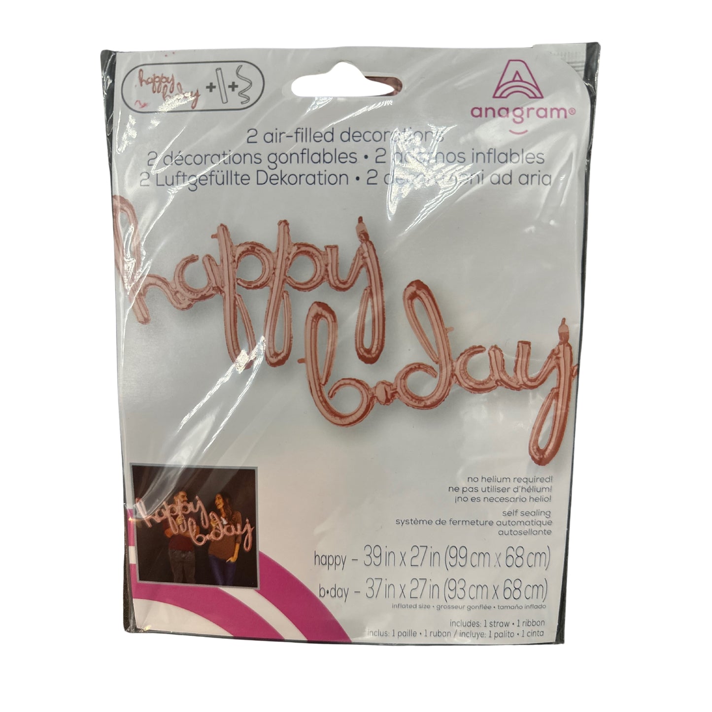 Blush Birthday “Happy Bday” Mylar Balloon