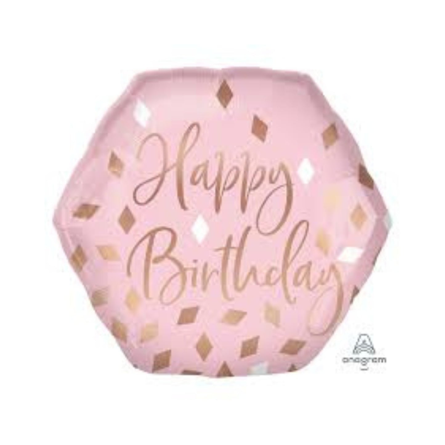 Blush Birthday Hexagon Mylar Balloon, 1 Piece, 23 in