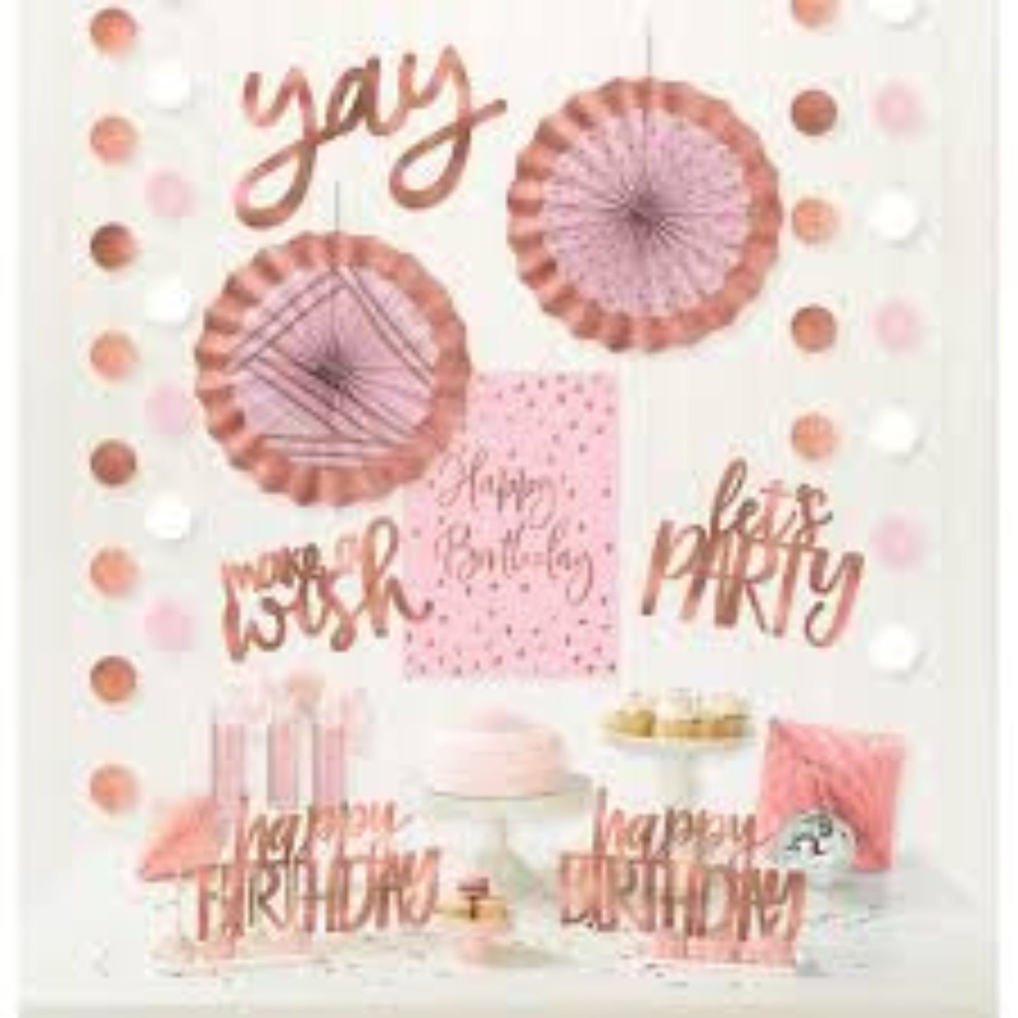 Blush Birthday Decoration Kit, 7 Pieces