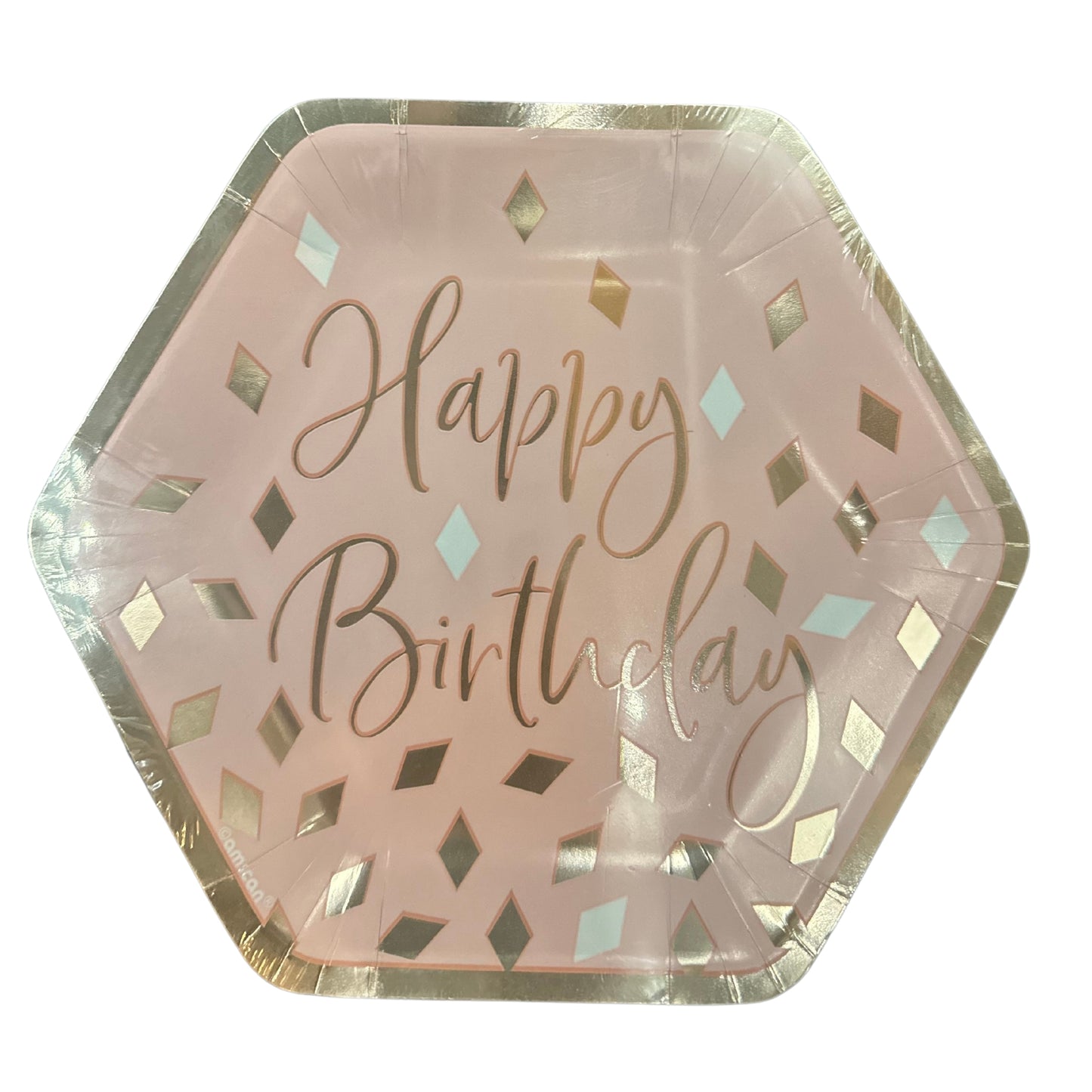 Blush Birthday Plates, 8 Pieces, 7 in x 7 in