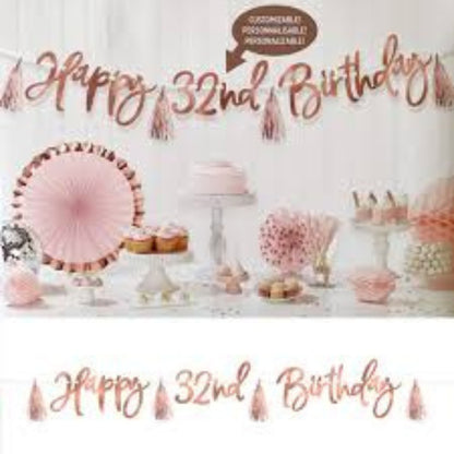 Kit de Banner Personalizable de Blush Birthday, 1 Pieza, 9 ft