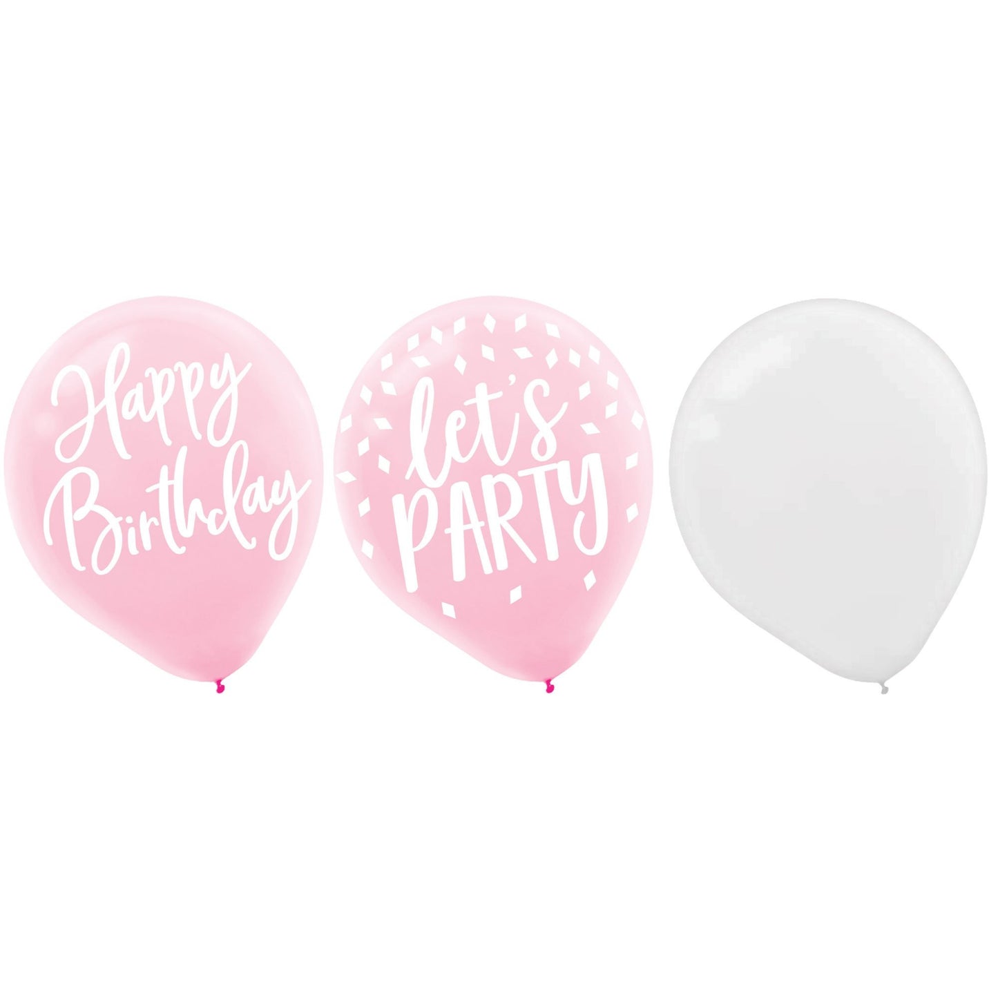 Blush Birthday Latex Balloons, 15 Pieces, 12 in