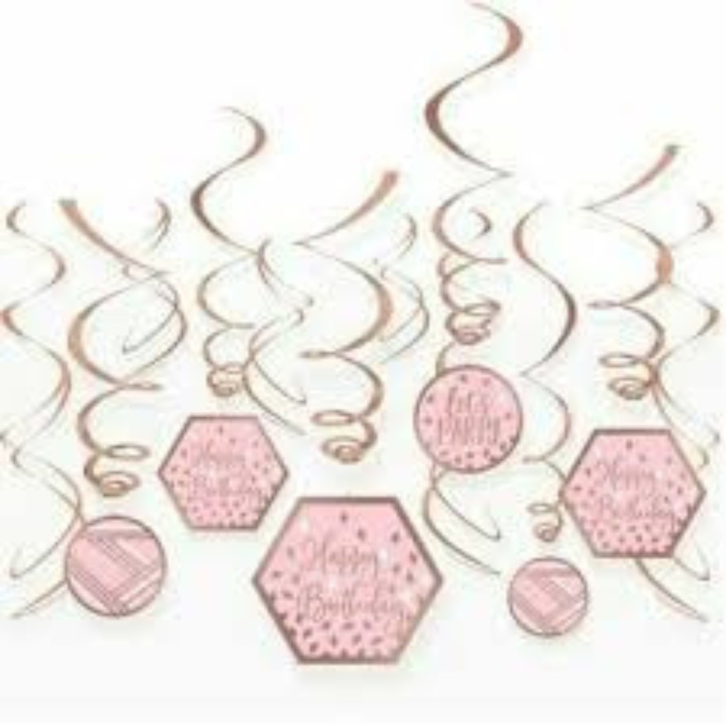 Blush Birthday Swirls, 12 Pieces