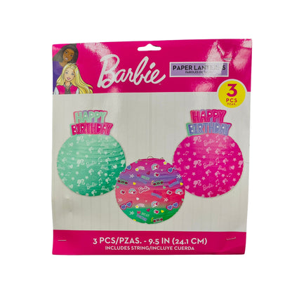 Lámparas de Papel de Barbie Dream, 3 Piezas, 9.5 in