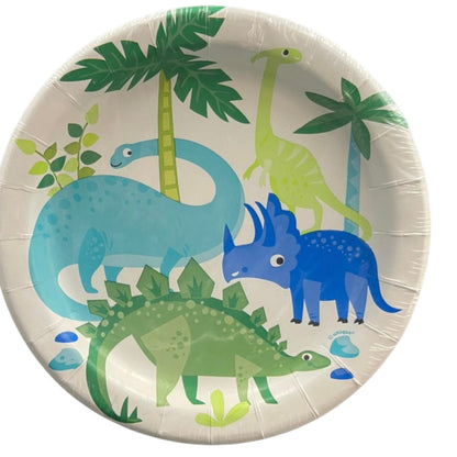 Dinosaur Plates, 8 Pieces, 6 3/4 in