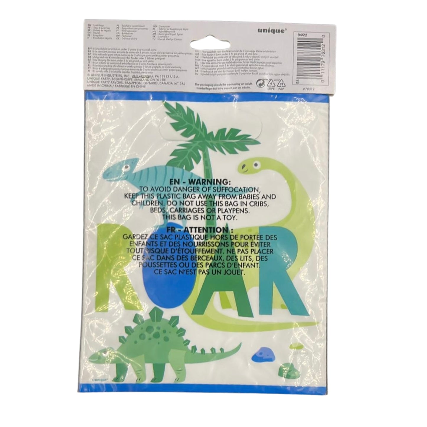 Dinosaur Surprise Bags, 8 Pieces