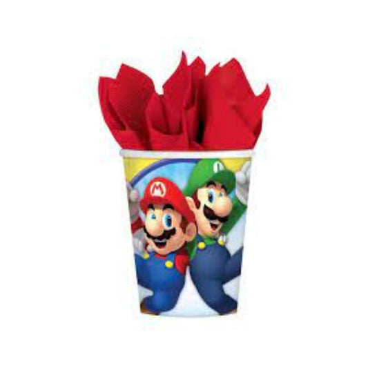 Mario Bros Multicolor Cups, 8 Pieces, 9 oz