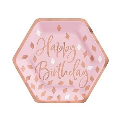 Blush Birthday Plates, 8 Pieces, 7 in x 7 in