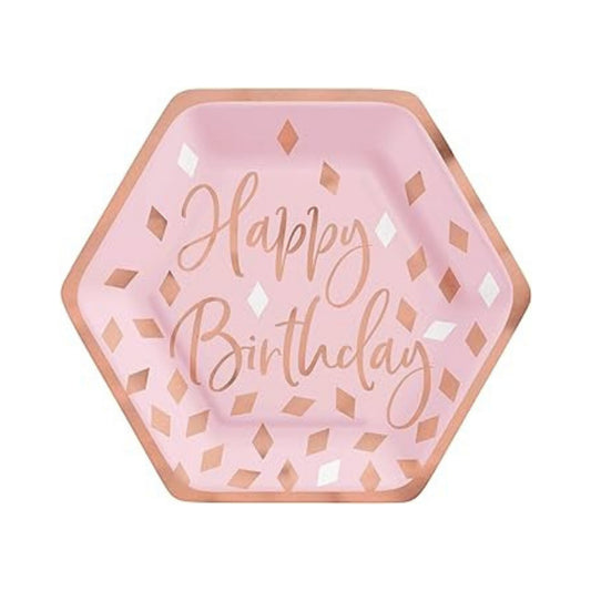 Blush Birthday Plates, 8 Pieces, 7 in x 7 in