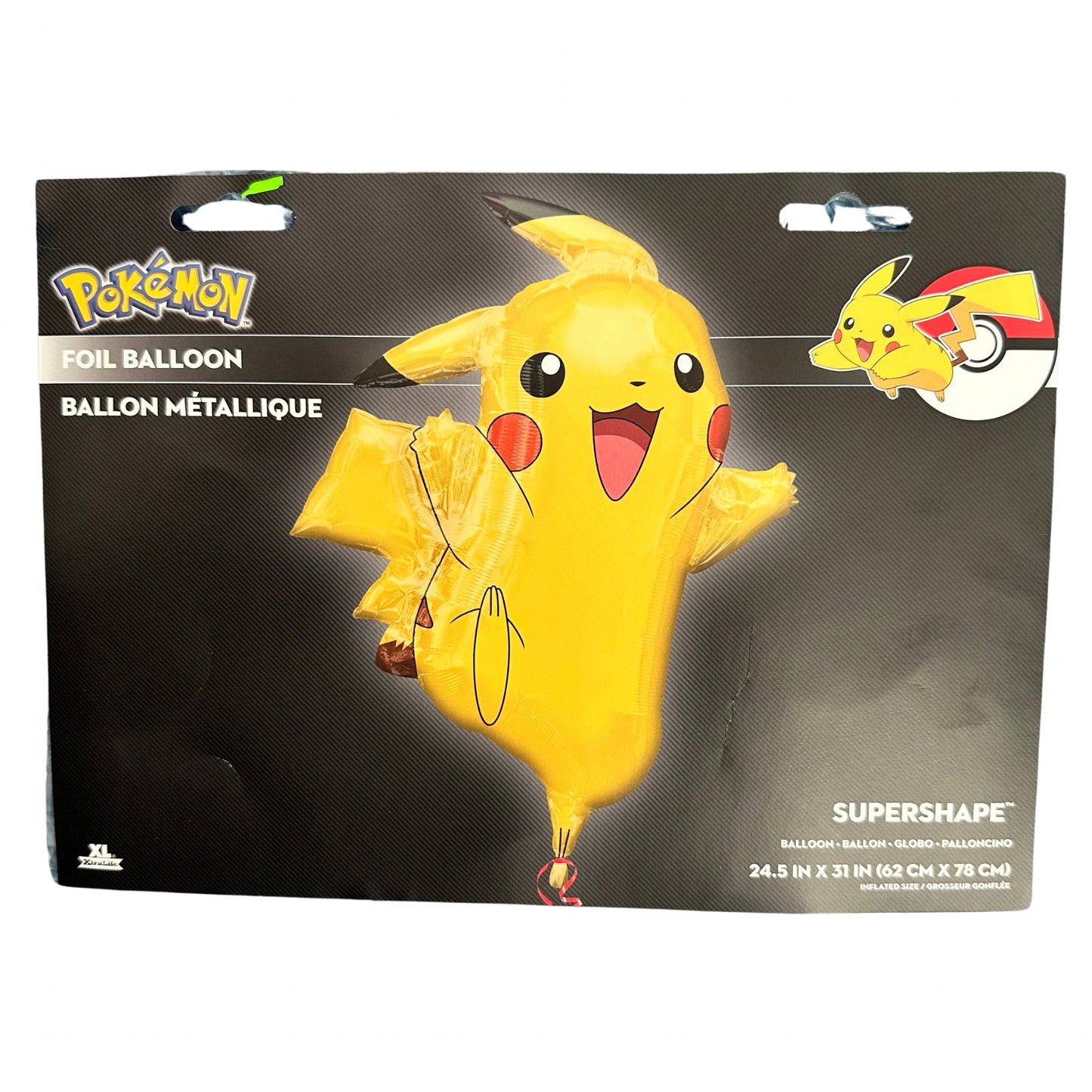 Pikachu Shaped Supershape Mylar Balloon, 1 Piece, 24.5 in x 31 in