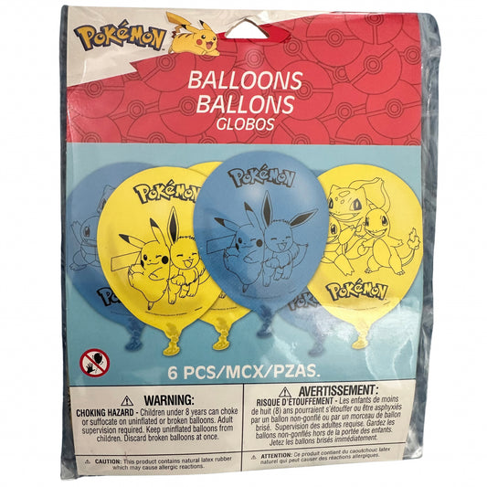 Pokémon Latex Balloons, 6 Pieces, 12 in