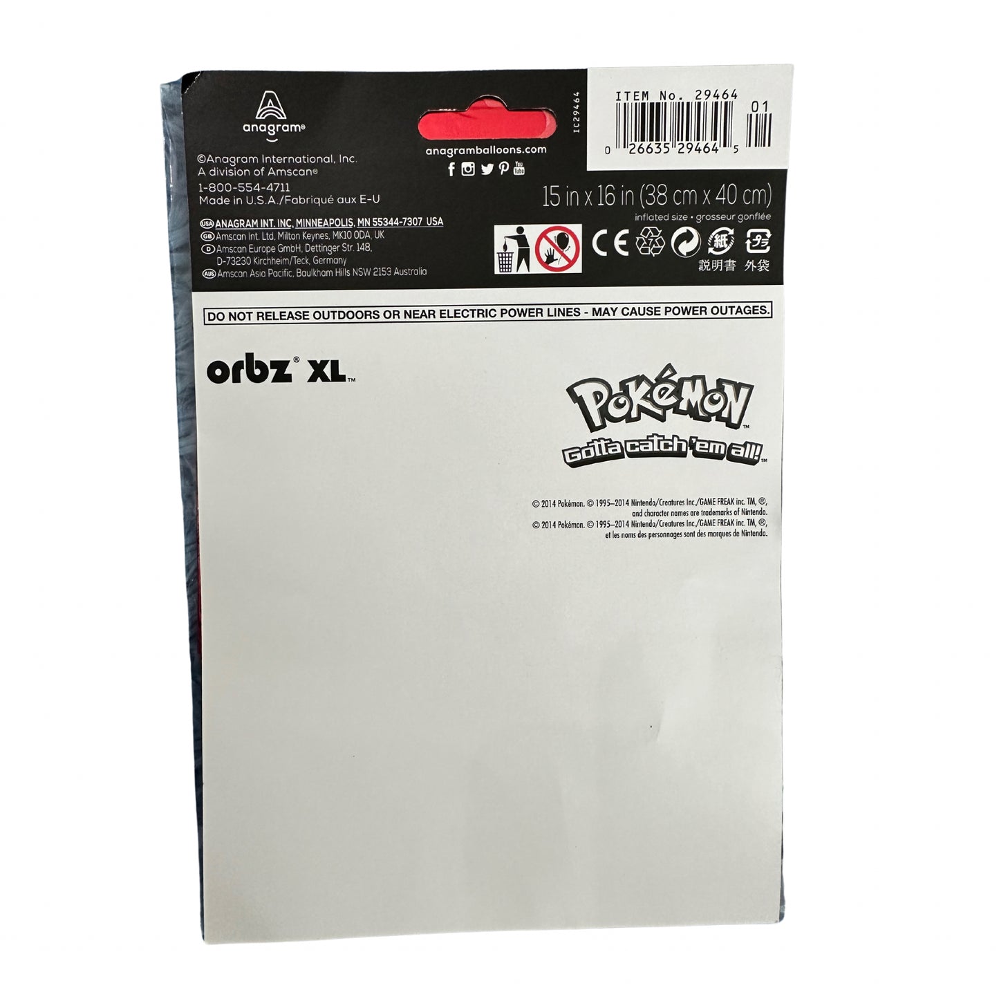 Pokéball Mylar Orbz Balloon, 1 Piece, 21 in