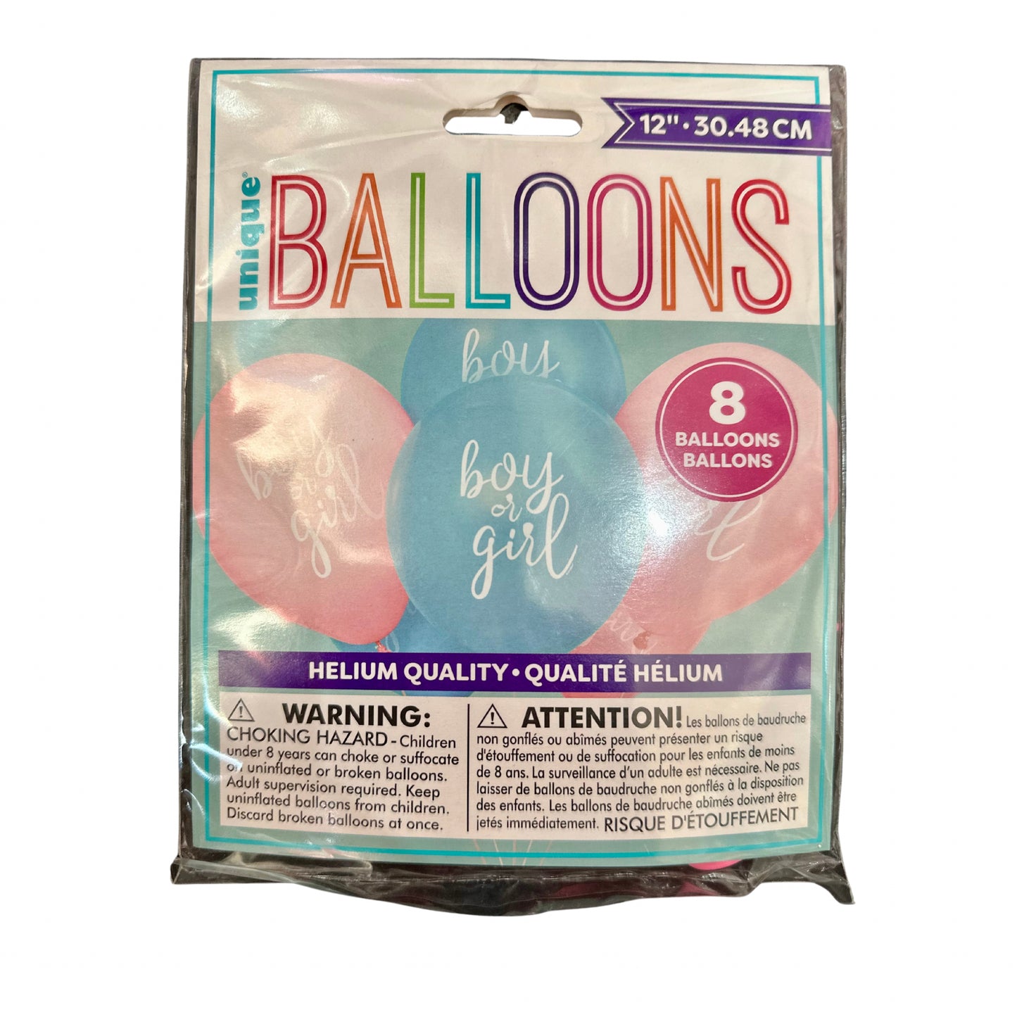 “Boy or Girl” Latex Balloons for Gender Reveal, 8 Pieces, 12 in