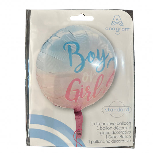 “Boy or Girl” Mylar Balloon for Gender Reveal, 1 Piece, 18 in