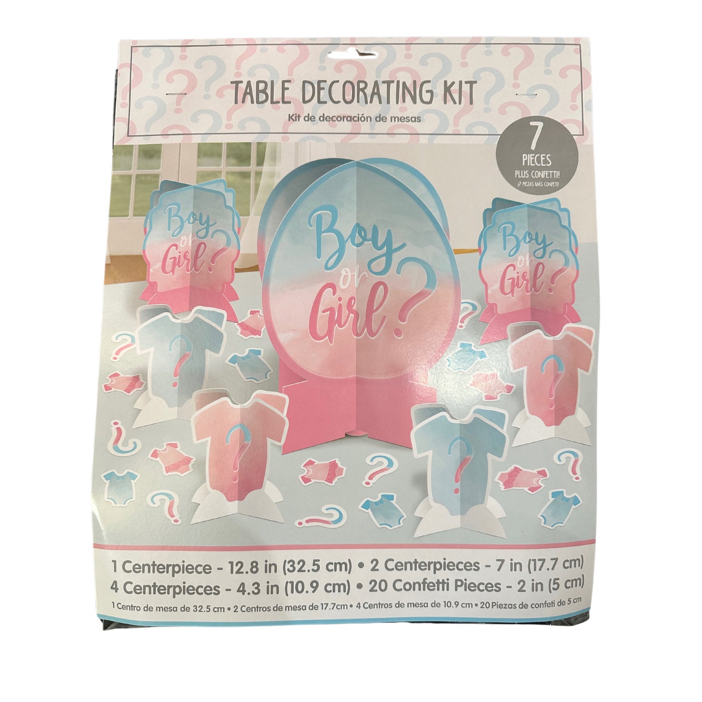 Gender Reveal Table Decoration Kit, 7 Pieces